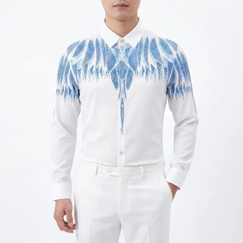 Camisa de hombre AC-RS-030 polyester Rhinestone