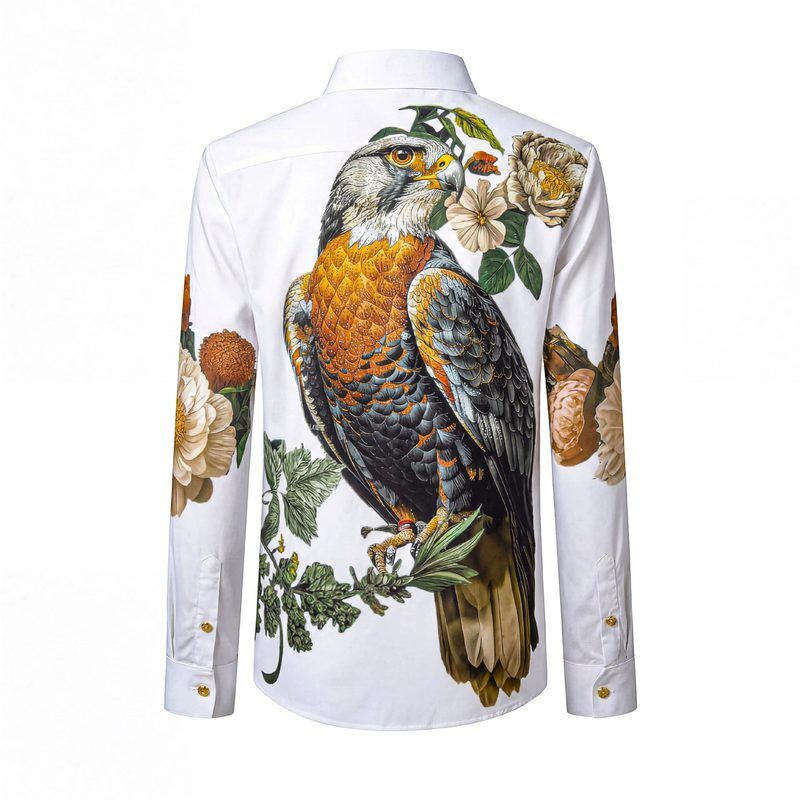 Camisa de Manga Larga Premium de Estampado Digital de Peonía con Cristales view 3