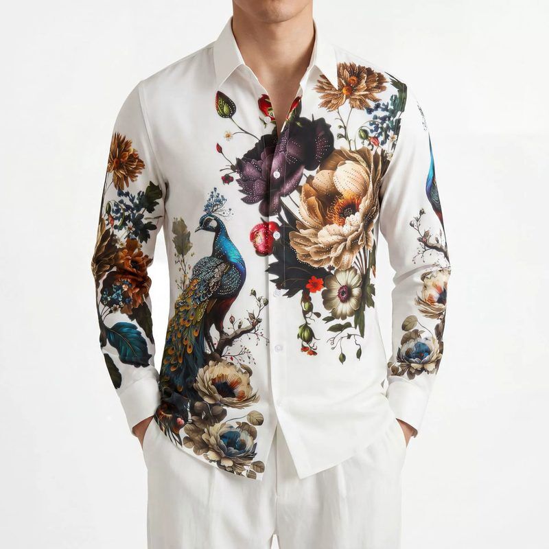Rhinestone men shirt AC-RS-036 polyester wholesale from China