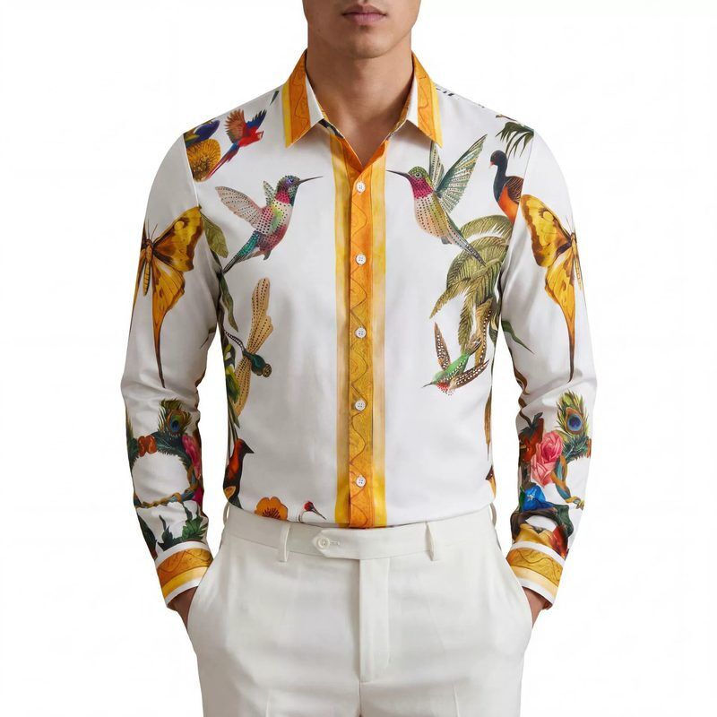 Rhinestone men shirt AC-RS-037 polyester wholesale from China