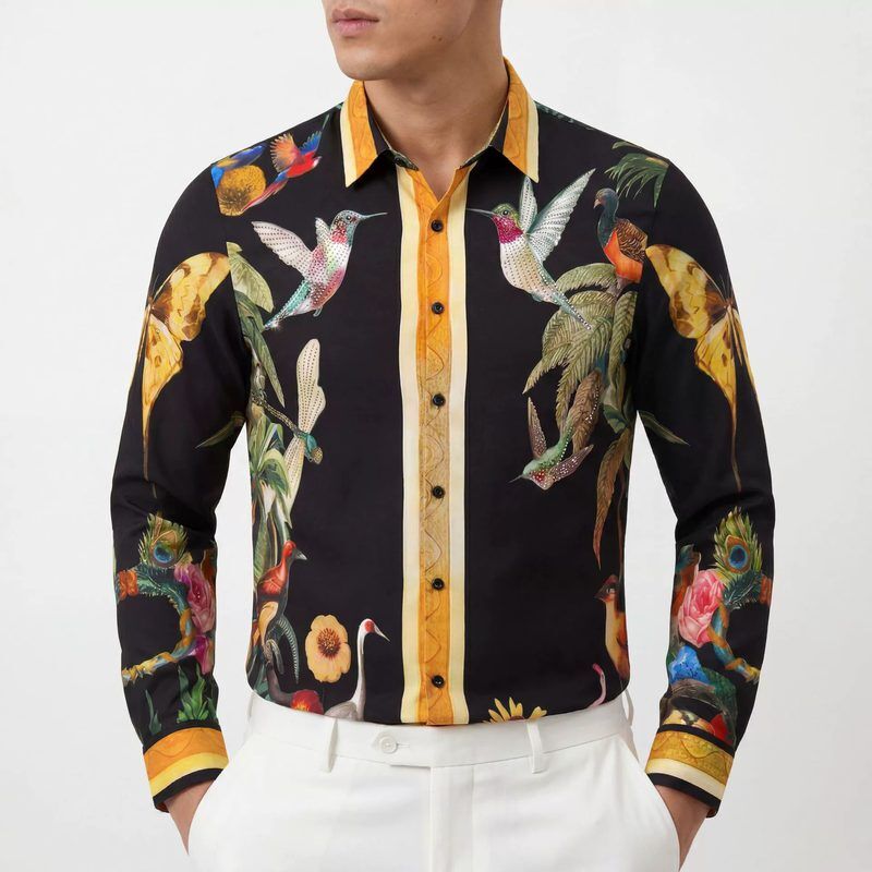 Chemise à imprimé numérique floral colibri et strass Premium view 2