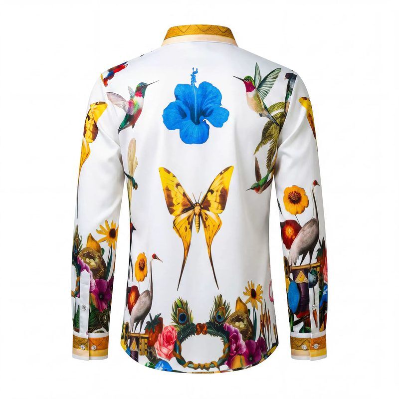 Chemise à imprimé numérique floral colibri et strass Premium view 3