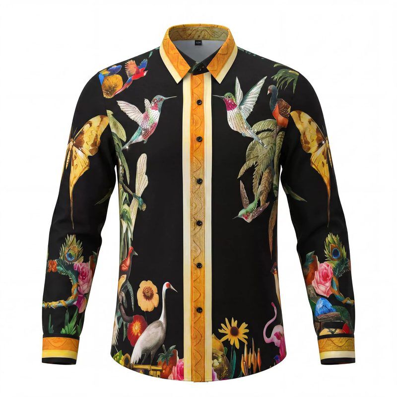 Chemise à imprimé numérique floral colibri et strass Premium view 7