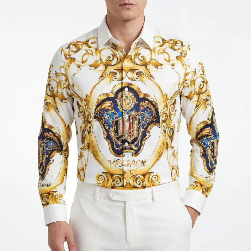 Rhinestone men shirt AC-RS-041 polyester wholesale from China