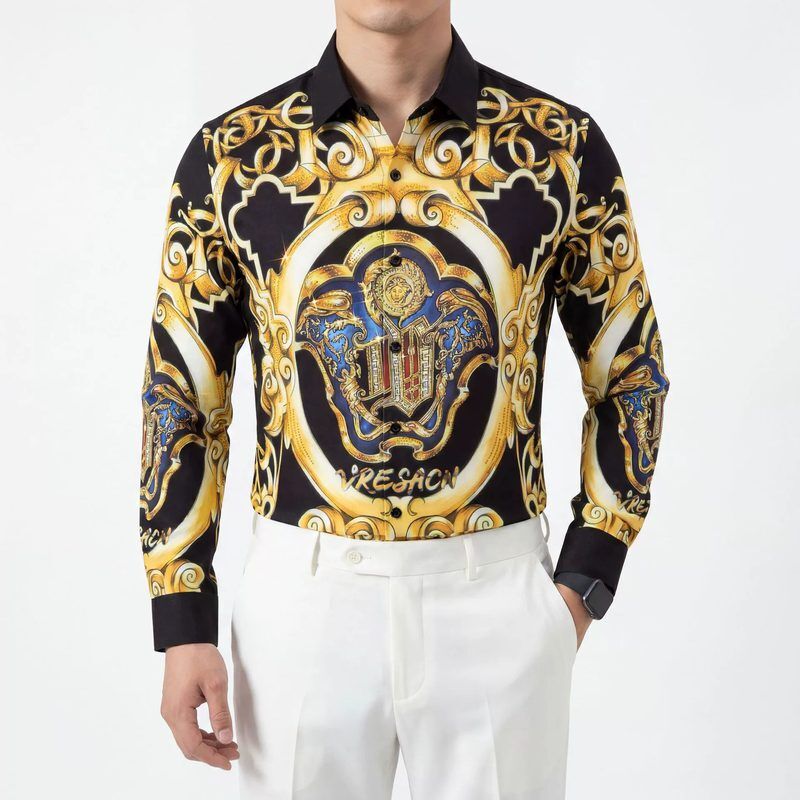 Camisa Manga Longa Premium Estampa Digital com Strass Royal Europeu view 2