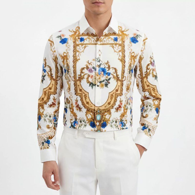 Rhinestone men shirt AC-RS-043 polyester wholesale from China