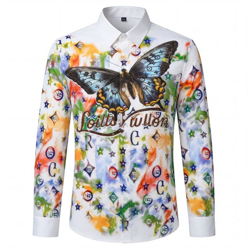 Premium Butterfly Rhinestone Digital Print Shirt view 6