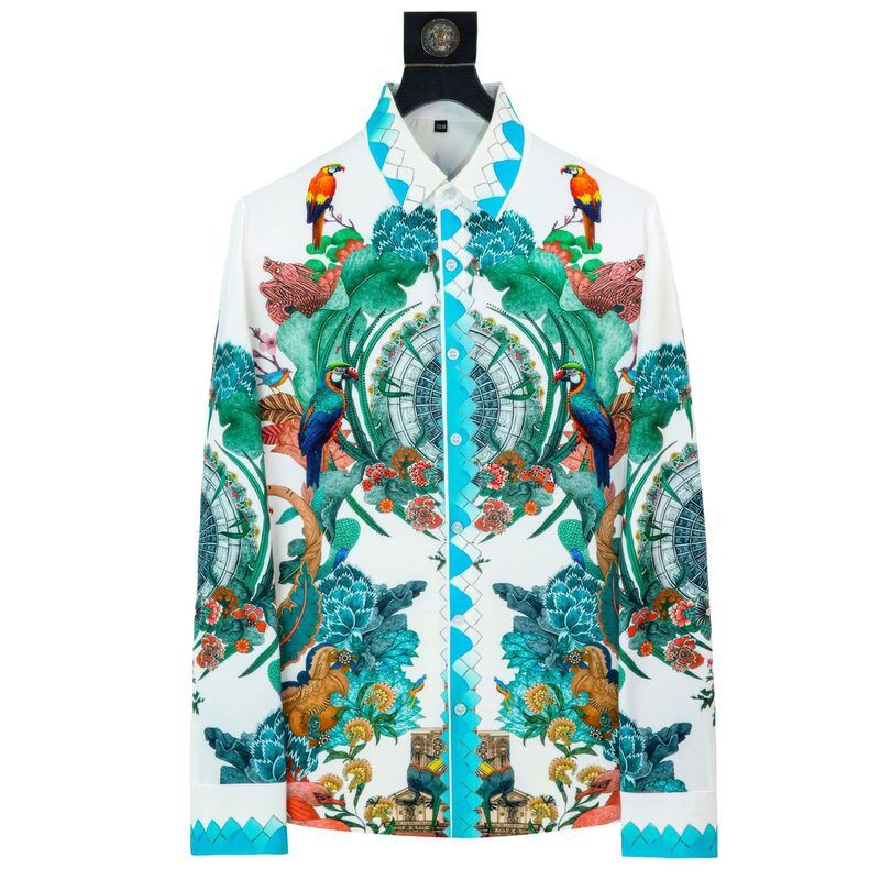 Chemise à manches longues imprimé digital oiseaux et fleurs avec strass premium view 6
