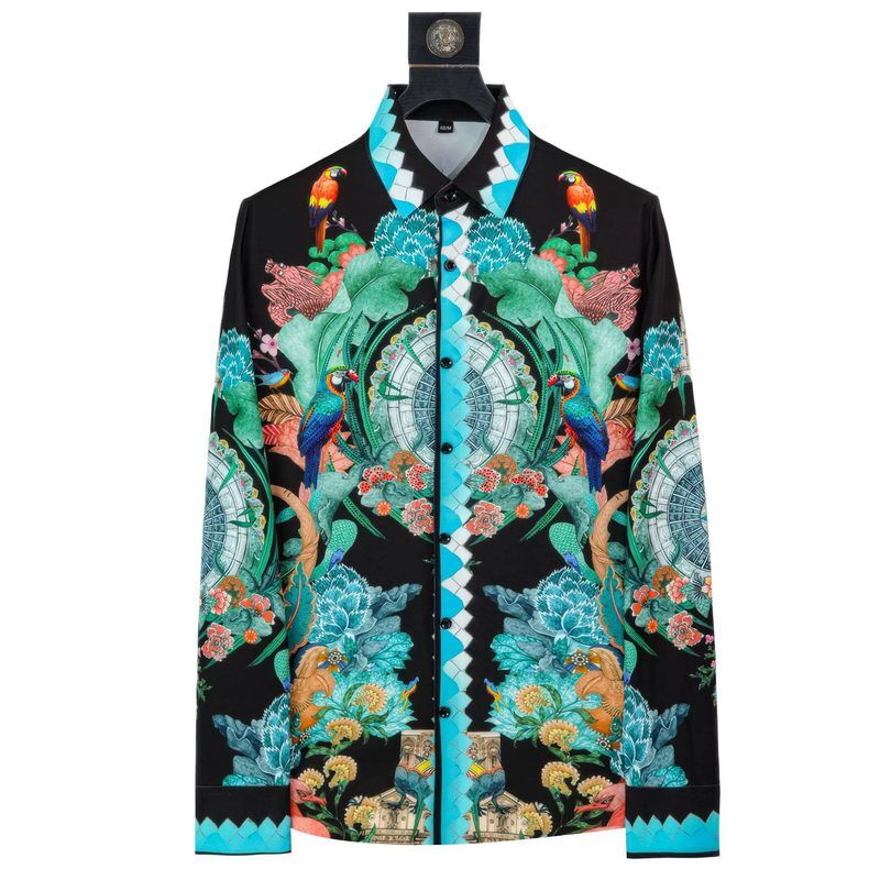 Chemise à manches longues imprimé digital oiseaux et fleurs avec strass premium view 7
