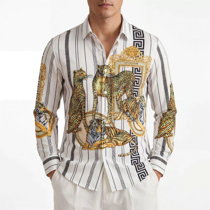 Rhinestone men shirt AC-RS-049 polyester wholesale from China