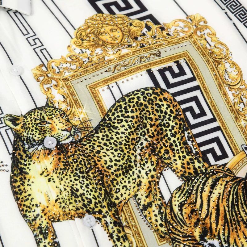 Premium Golden Beast Rhinestone Digital Print Shirt view 3