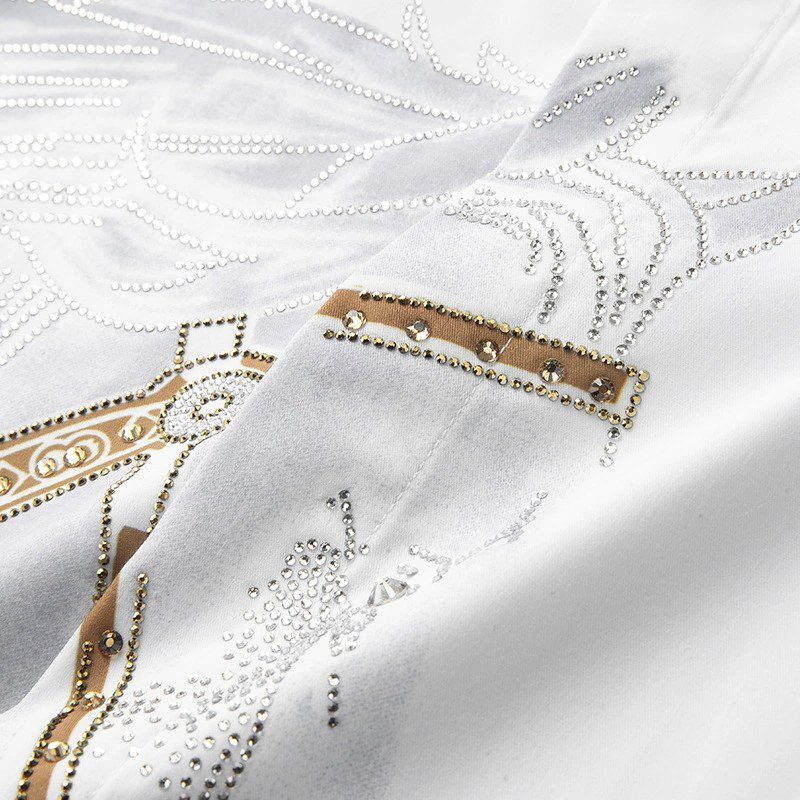 Streetwear Slim Fit Printed Rhinestone Long Sleeve Shirt view 3