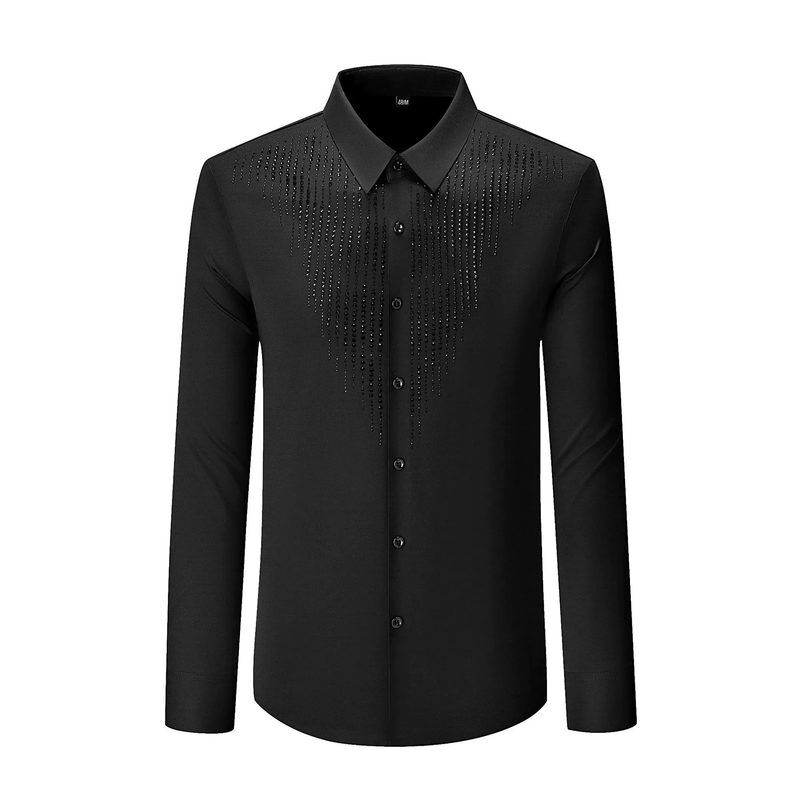 Premium Rhinestone Wrinkle Resistant Long Sleeve Shirt view 3