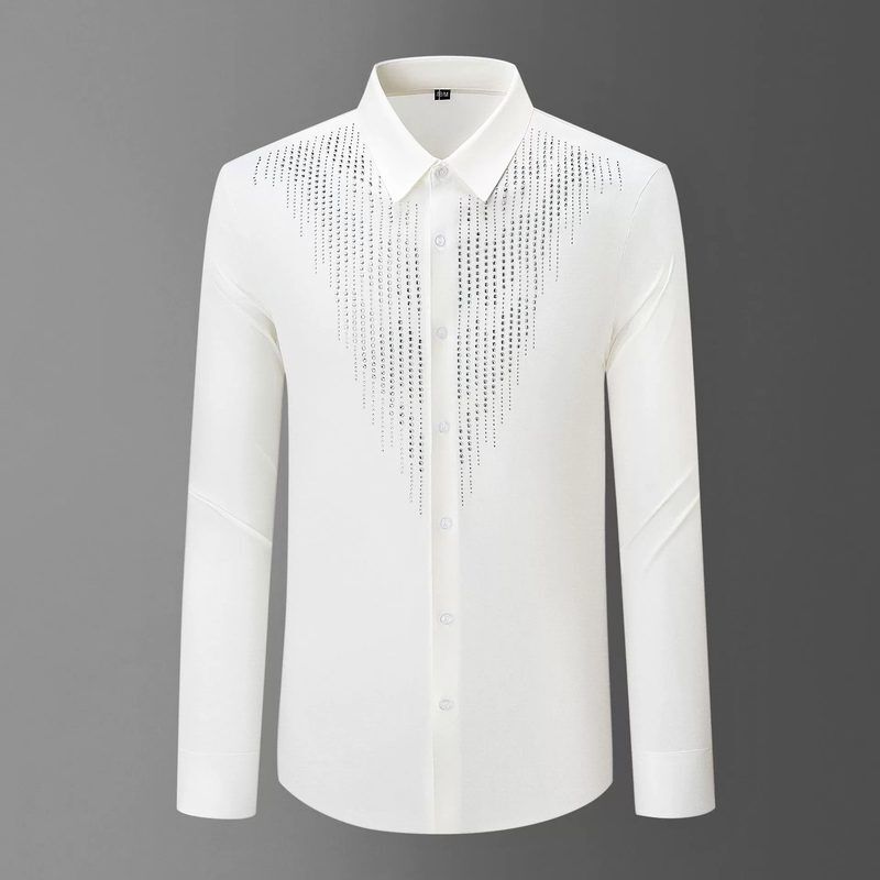 Premium Rhinestone Wrinkle Resistant Long Sleeve Shirt view 4