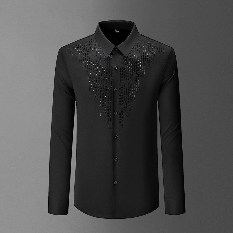 Premium Rhinestone Wrinkle Resistant Long Sleeve Shirt view 5