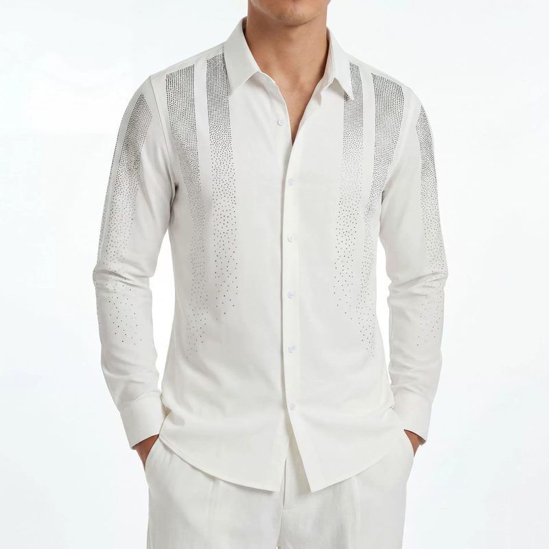 Rhinestone men shirt AC-RS-052 polyester wholesale from China