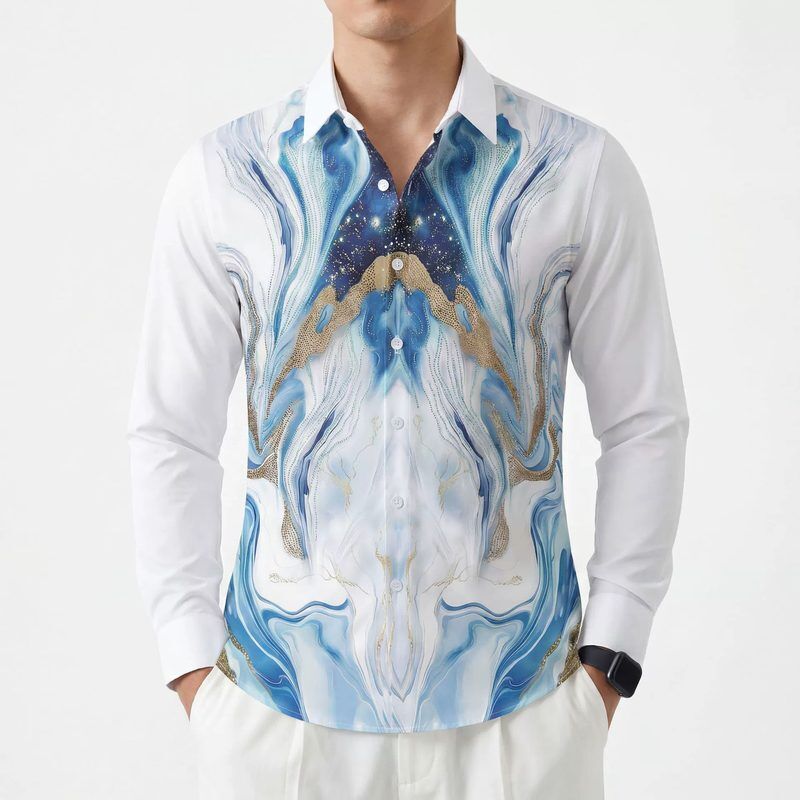 قميص رجالي AC-RS-053 polyester Rhinestone