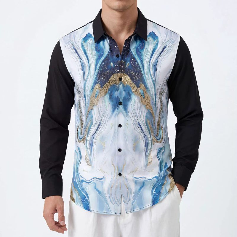 Camisa de Manga Larga Premium con Pedrería y Estampado Digital view 2