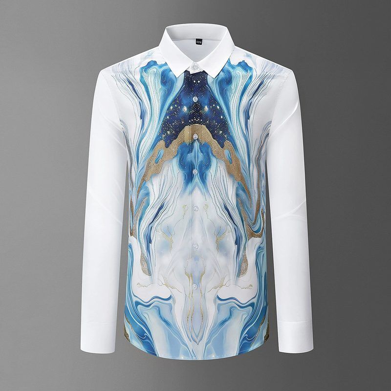 Camisa de Manga Larga Premium con Pedrería y Estampado Digital view 4