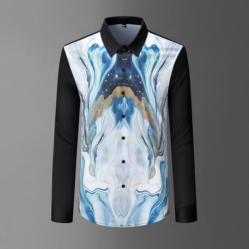 Camisa de Manga Larga Premium con Pedrería y Estampado Digital view 5