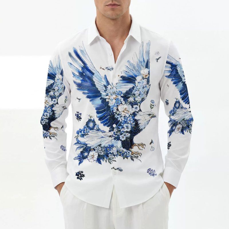 Rhinestone men shirt AC-RS-054 polyester wholesale from China