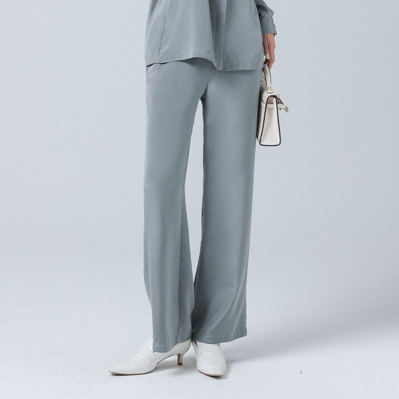 Silk Satin Long Sleeve Office Shirt Set view 9