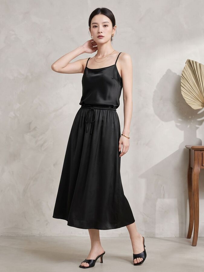 Silk Satin Cami and Skirt Set view 4