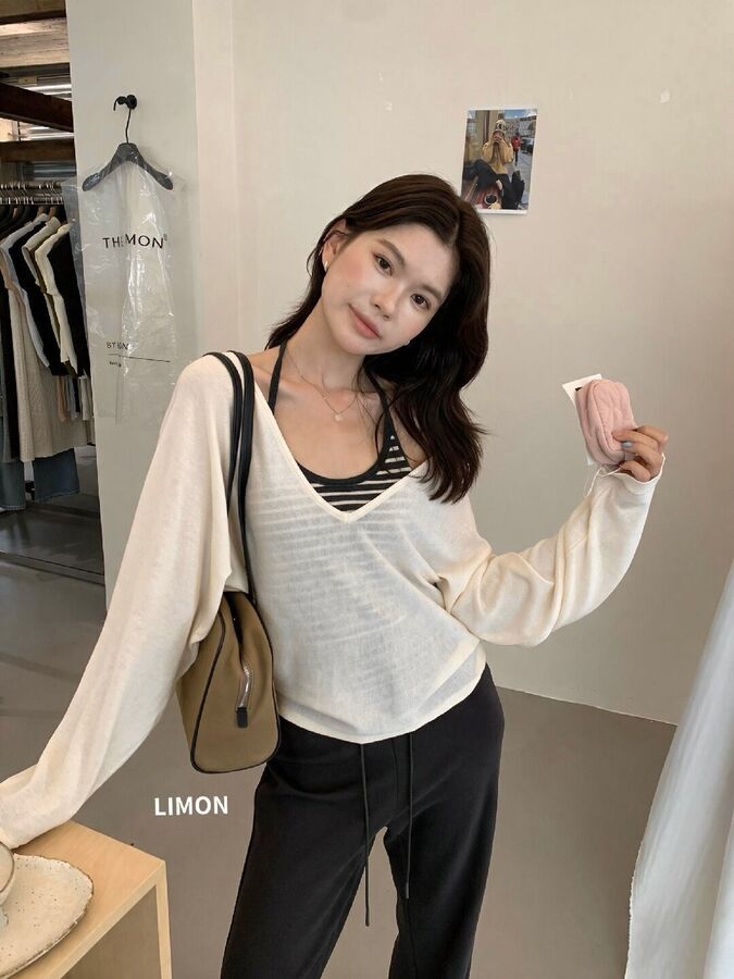 Set Atasan Rajut Lengan Panjang dan Cami view 6