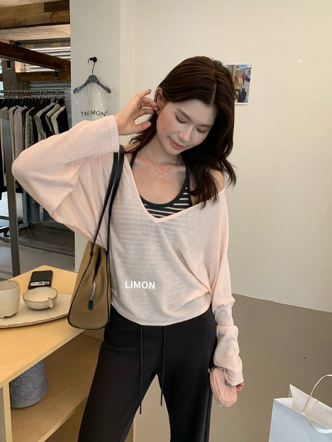 Set Atasan Rajut Lengan Panjang dan Cami view 8
