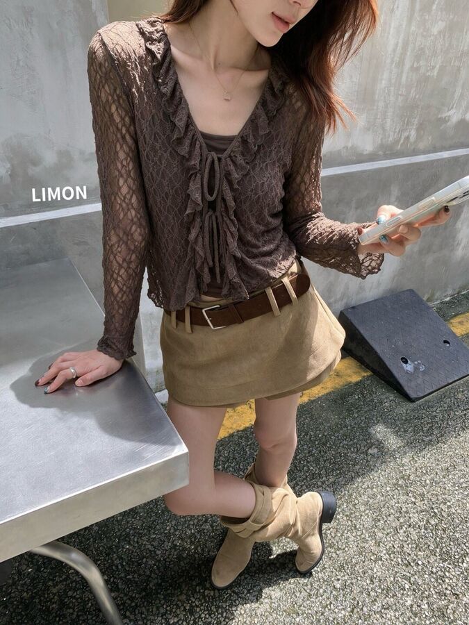 Französische Spitzen-Cardigan und Top-Set view 5