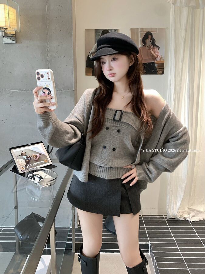 Lazy Knit Cardigan Bandeau Set view 4