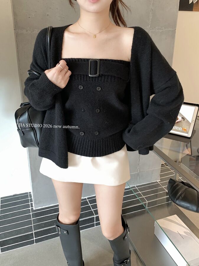 Lazy Knit Cardigan Bandeau Set view 7