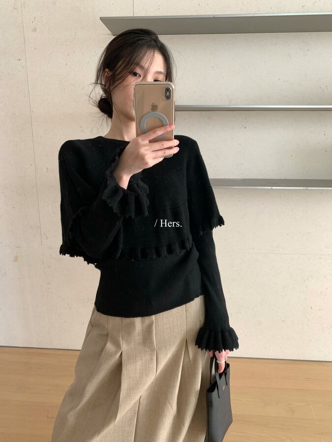 Vintage Bell Sleeve Knit Sweater Cape Set