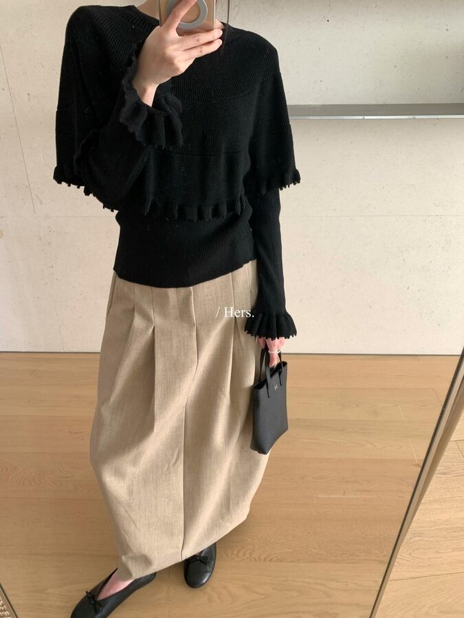 Vintage Bell Sleeve Knit Sweater Cape Set view 3
